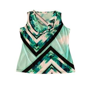 Calvin Klein Blue & Green Geometric Tank Top